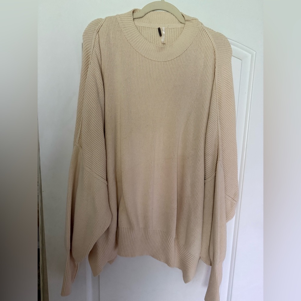 Free People Cream Oversized Sweater